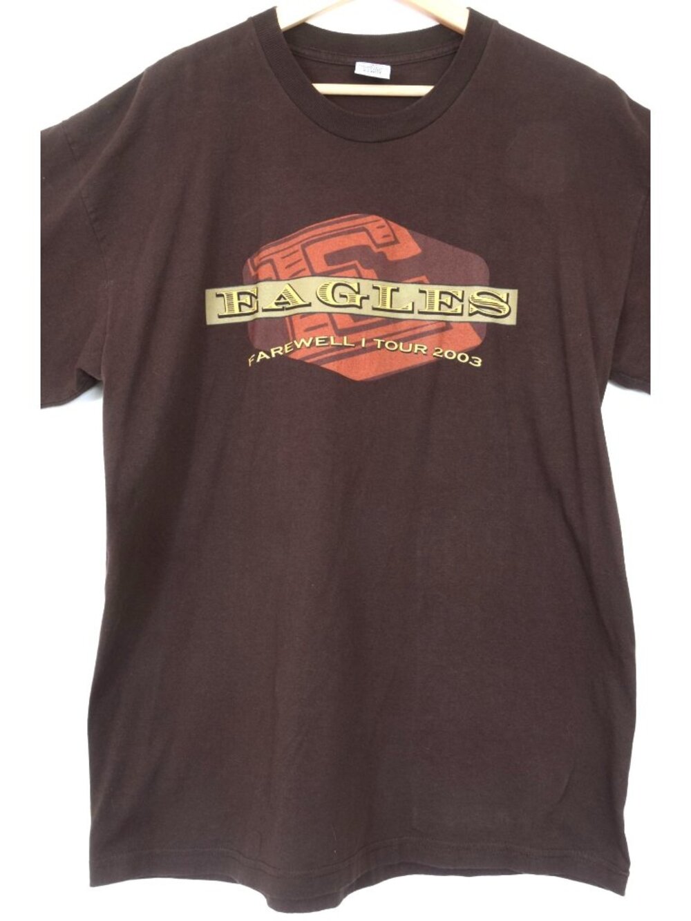 Vintage 2003 The EAGLES Farewell Tour Concert T-Shirt Band Brown Tee Aero USA